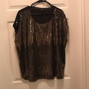 Eloquii Black & Gold Sequin Top